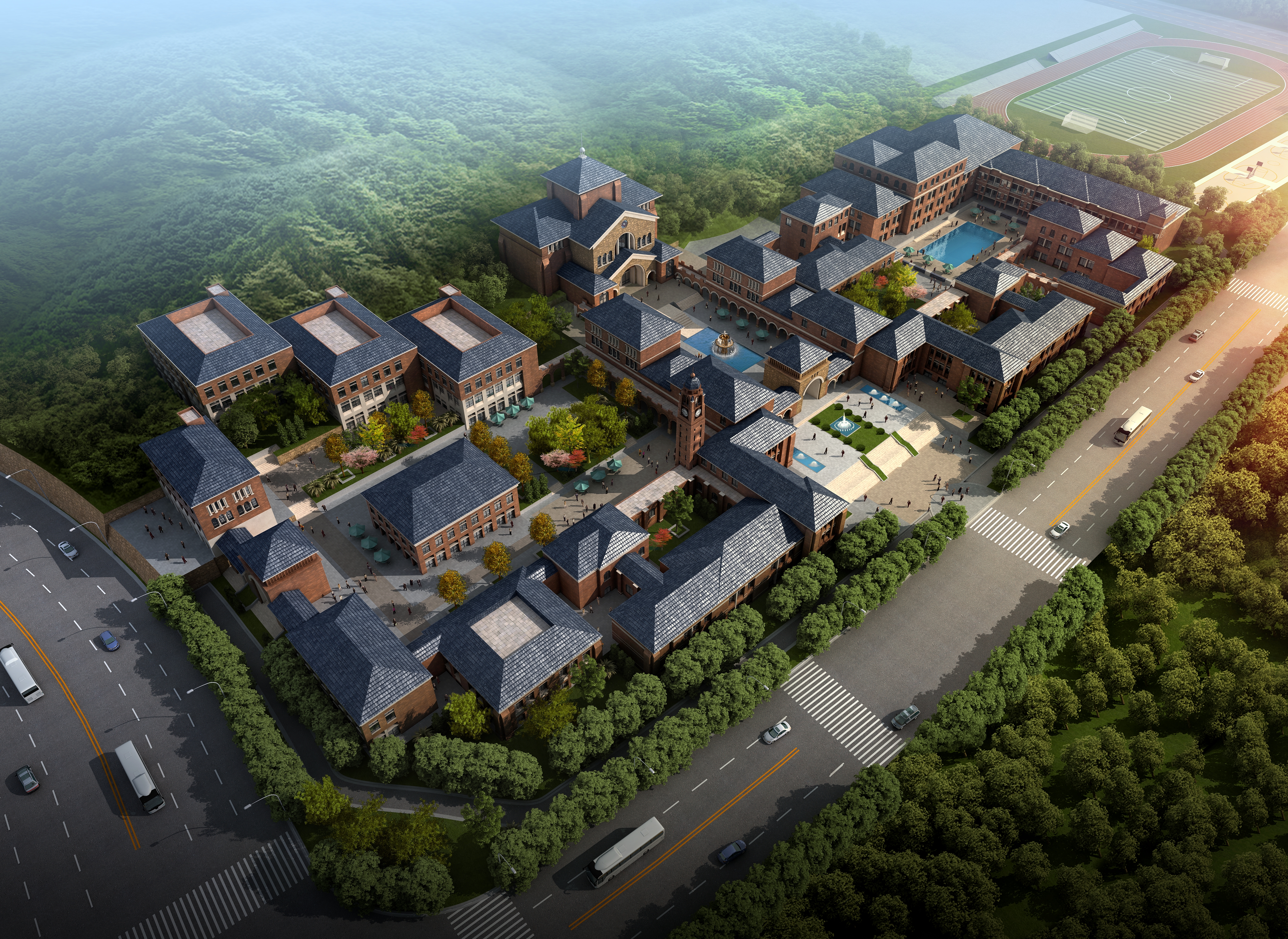 徐州国际学校公建学校 欧式 CCI（含文本效果图 CAD SU）